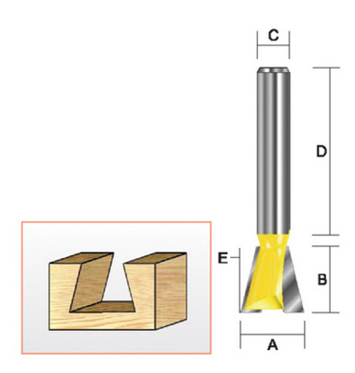 Kempston 206031 - Dovetail Bit, 19/16" x 1/2" x 14D