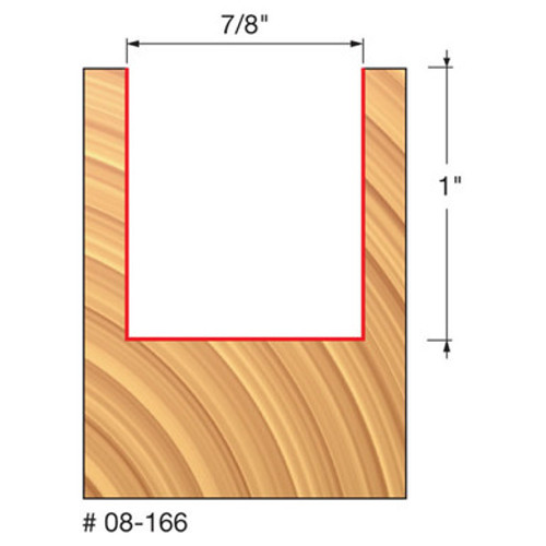 Freud 08-166 - 7/8" (Dia.) Double Flute Straight Bit with 3/8" Shank