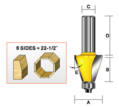 Kempston 340041 - Chamfer Bit, 22-1/2 Degree, 1" x 1/4" Shank