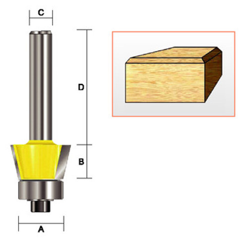 Kempston 156031 - Bevel Trim Bit, 1/4" x 3/8" x 22D