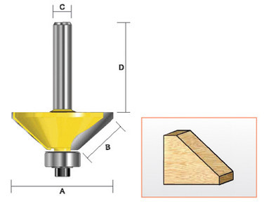 Kempston 306421 - Chamfer Bit, 1/2" cutting Length x 45D