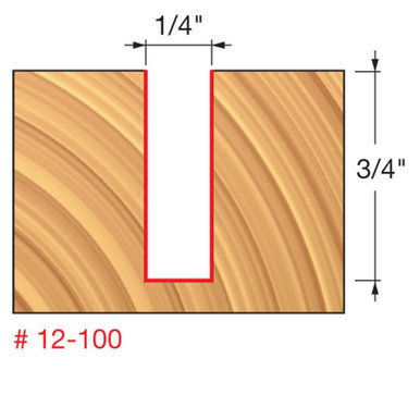 Freud 12-100 - 1/4" (Dia.) Double Flute Straight Bit (Double Grind)