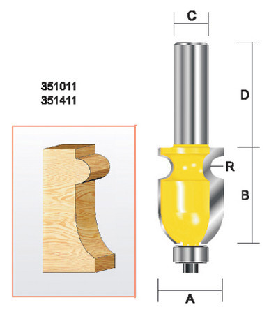 Kempston 351011 - Specialty Molding Bit, 1/8" Radius
