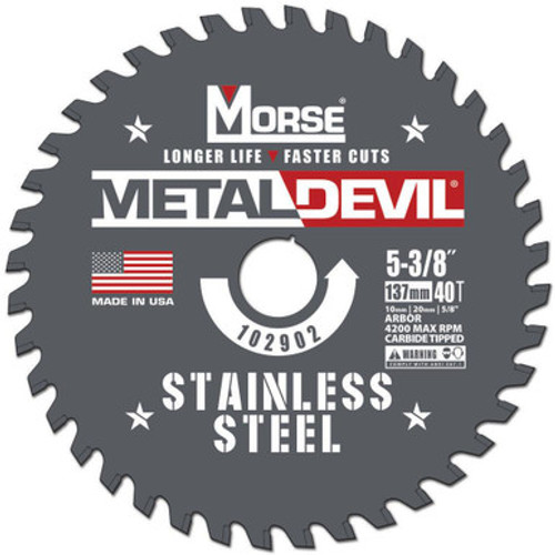 MK Morse CSM53840FSSC - 5-3/8" x 40 Tooth Stainless Steel Cutting Blade - Multi-Arbor