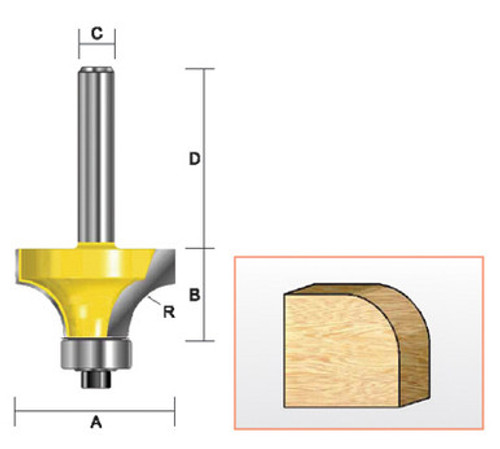 Kempston 301408 - Round Over Bit, 1/16" Radius