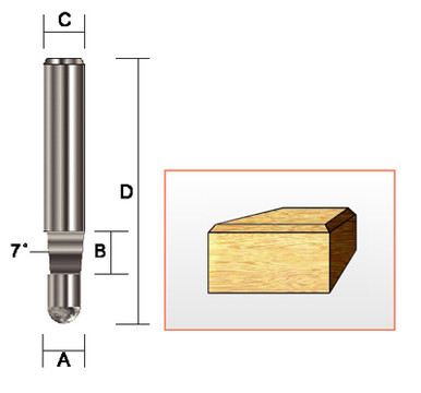 Kempston 159011 - Bevel Trim Bit, SC, 1/4" x 1/4" x 7D