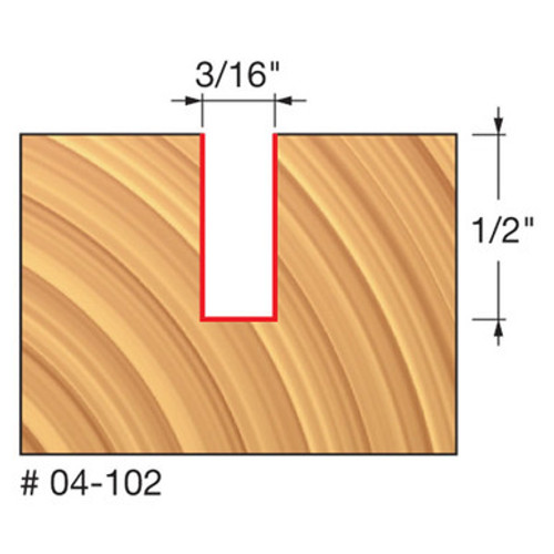 Freud 04-102 - 3/16" (Dia.) Double Flute Straight Bit