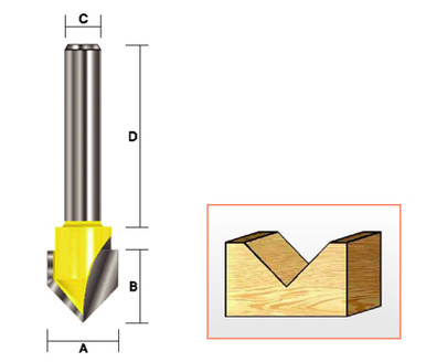 Kempston 201005 - V Groove Bit, SC, 1/4 x 3/8 x 90D