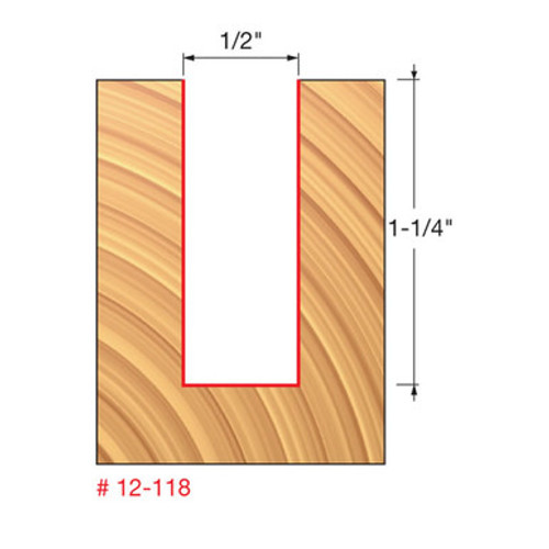 Freud 12-118 - 1/2" (Dia.) Double Flute Straight Bit (Double Grind)