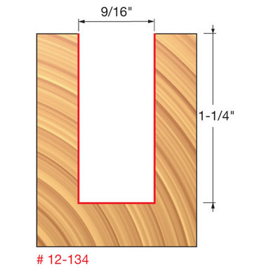 Freud 12-134 - 9/16" (Dia.) Double Flute Straight Bit (Double Grind)