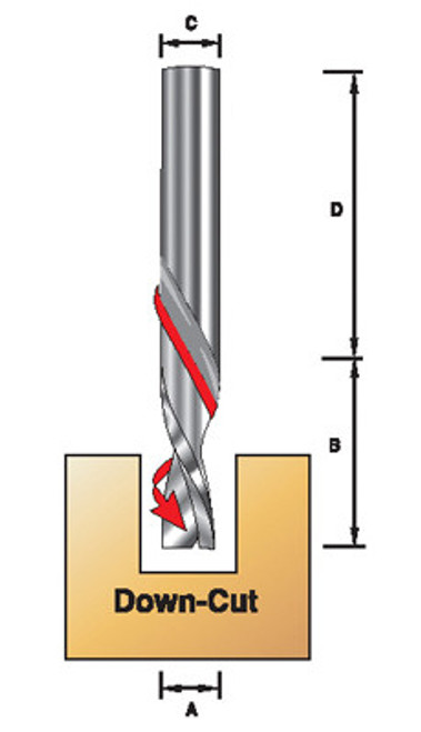 Kempston 91003 - Down Spiral Router Bit, SC, 1/8" x 1/2"