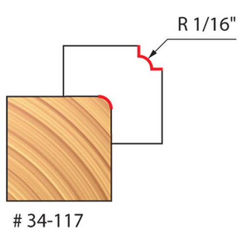 Freud 34-117 - 1/16" Radius Rounding Over Bit