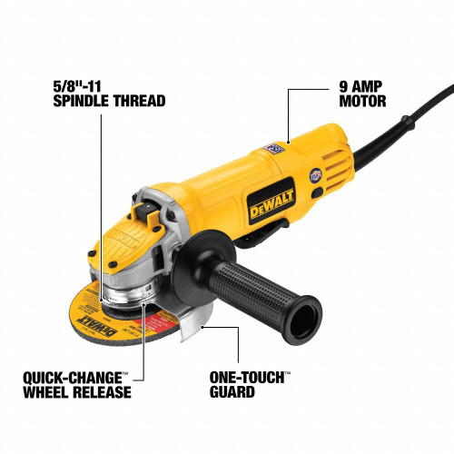 DEWALT DWE4120 - Grinder 4-1/2" 11,000Rpm 9.0Ac (Paddle Switch, Slim Sag)