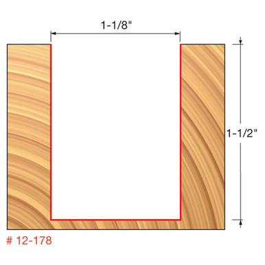 Freud 12-178 - 1-1/8" (Dia.) Double Flute Straight Bit (Double Grind)