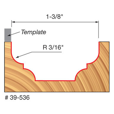 Freud 39-536 - 3/16" Radius Top Bearing Cove & Bead Groove Bit with 3/8" Shank