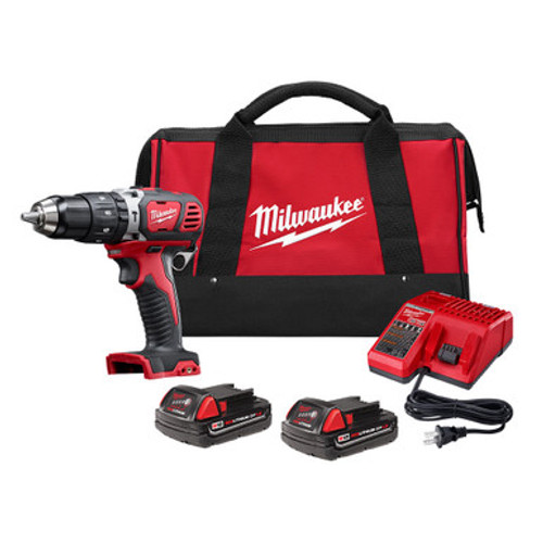 Milwaukee 2607-22CT - M18 Compact 1/2 in. Hammer Drill/Driver Kit w/ Compact Batteries