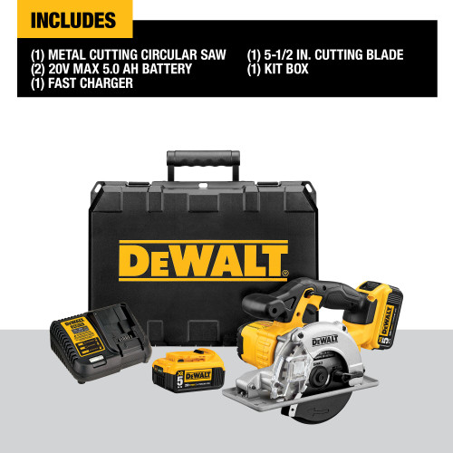 DEWALT DCS373P2 - 20V MAX Li-Ion Metal Cutting Saw (5.0Ah) W/ 2 Batteries And Kit Box