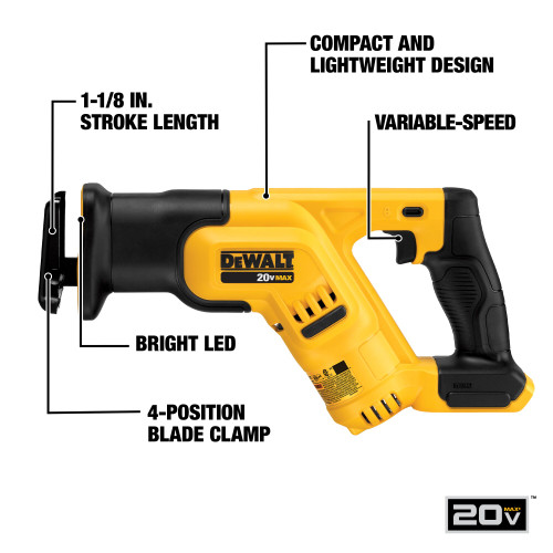 DEWALT DCS387B - 20V MAX Compact Reciprocating Saw - Tool Only