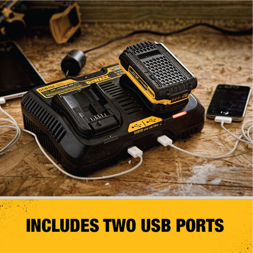 DEWALT DCB102 - 12V/20V MAX Li-Ion Dual Port Jobsite Charging Station W/2 Usb Ports