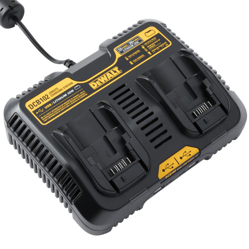 DEWALT DCB102BP - 12V/20V MAX Li-Ion Dual Port Jobsite Charging Station W/2 Usb Ports W/Dcb204