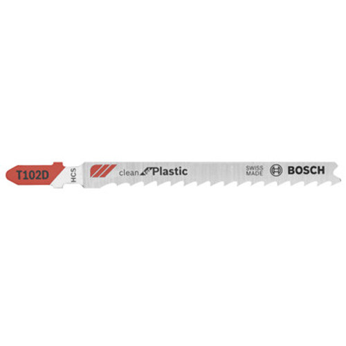 Bosch T102D3 - Jig Saw Blade, T-Shank, 3 pc. 4 In. 6 TPI Clean for Polypropylene