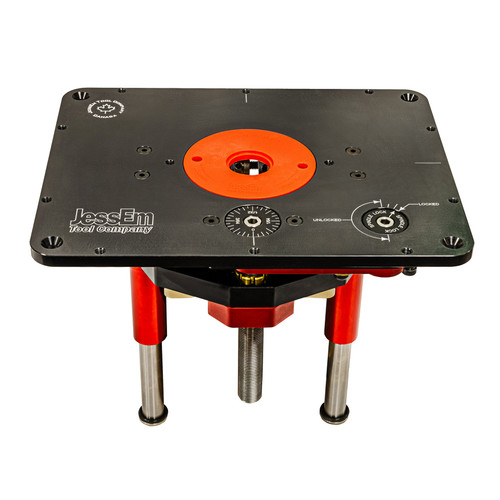 Mast-R-Lift II 02120 hard-anodized plate top view showing Tab-Loc opening and cam lock