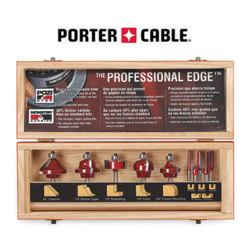 Porter Cable PCRBS10 - 10 PC. CARBIDE ROUTER BIT SET