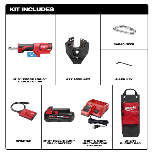 Milwaukee 2672-21S - M18 FORCE LOGIC Cable Cutter Kit with 477 ACSR Jaws