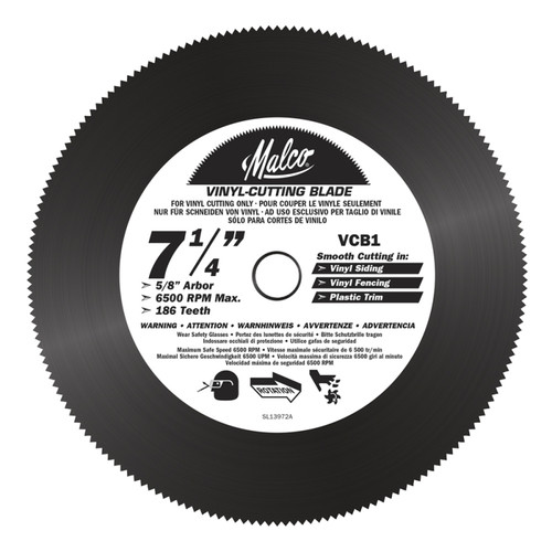 Malco VCB1 - Circ Saw Blade, Vinyl, 7.25"