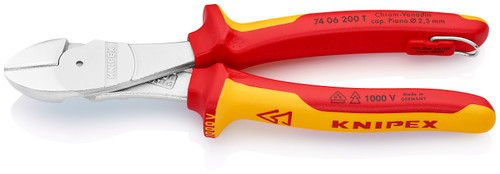 Knipex 7406200T - High Leverage Diagonal Cutters-1000V Insulated-Tethered Attachment