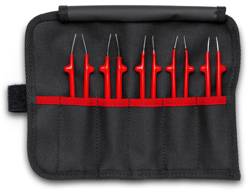 Knipex 920004 - 5 Pc Stainless Steel Tweezer Set In A Tool Roll-1000V Insulated