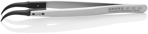 Knipex 928103 - Premium Stainless Steel Gripping Tweezers-60°Angled-Pointed Tips