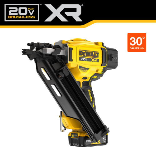 DEWALT DCN930P1 - 20V MAX XR Cordless Brushless 2-Speed 30 Degree Paper Collated Framing Nailer Kit