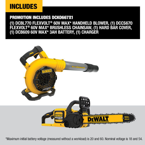DEWALT DCKO667X1 - 60V MAX* Chainsaw and Blower Combo Kit