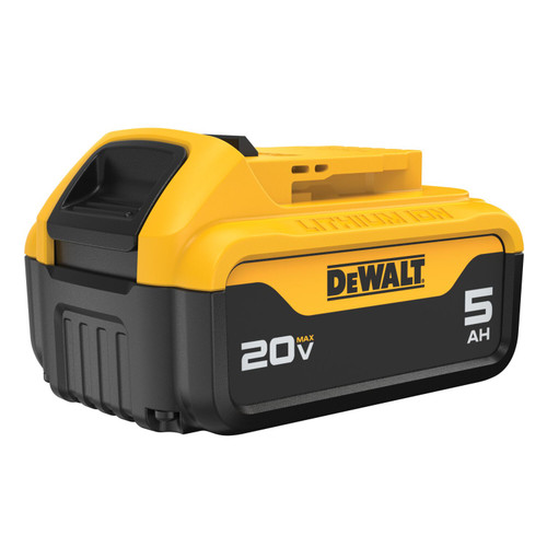 DeWalt DCB205 20V MAX 5.0Ah lithium-ion battery pack angled view