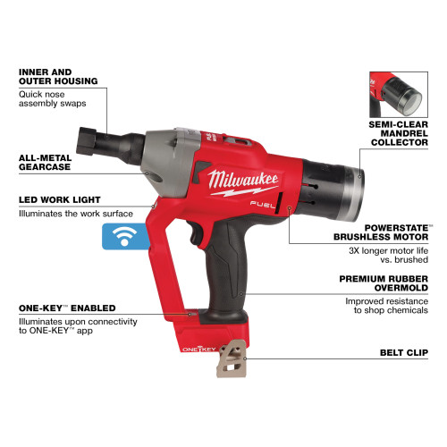 Milwaukee 2661-20 - M18 FUEL 1/4" Lockbolt Tool w/ ONE-KEY (Tool Only)