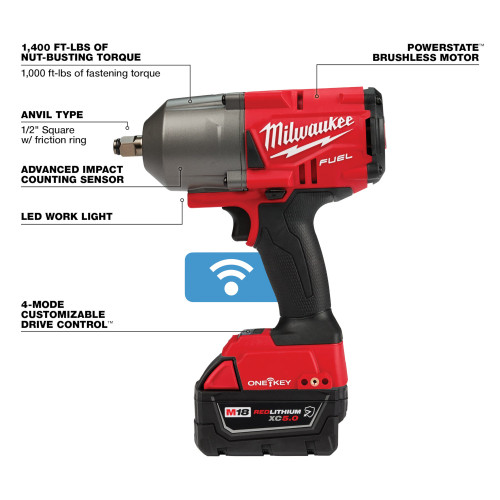 Milwaukee 2863-22R - M18 FUEL w/ONE-KEY High Torque Impact Wrench 1/2" Friction Ring Kit