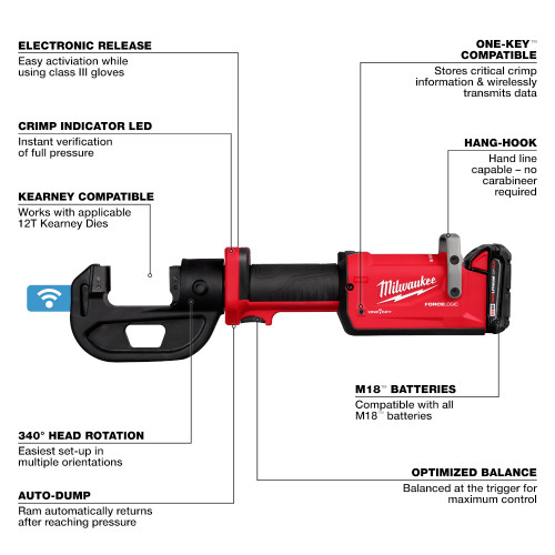 Milwaukee 2878K-22 - M18 FORCE LOGIC 12T Kearney Linear Crimper Kit