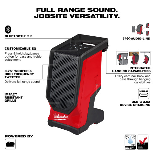 Milwaukee 2954-20 - M18 Bluetooth Jobsite Speaker (Tool Only)