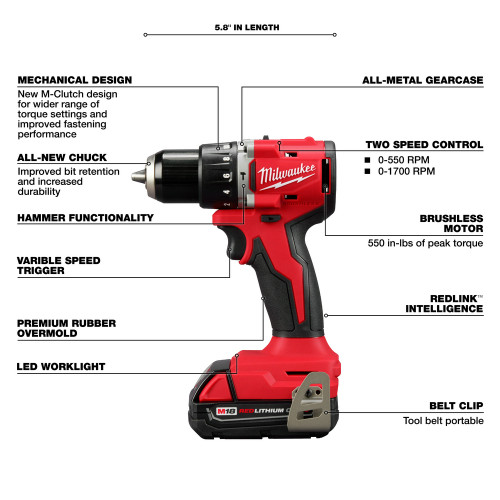Milwaukee 3602-22CT - M18 Compact Brushless 1/2