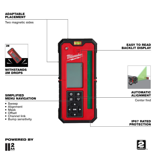 Milwaukee 3712 - Green Rotary Laser Remote Control & Receiver
