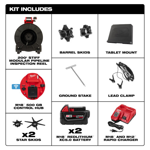 Milwaukee 3974-22 - M18 200 Stiff Modular Pipeline Inspection System