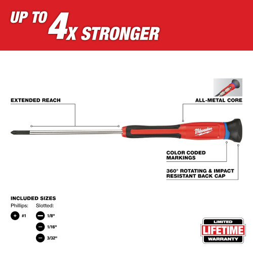 Milwaukee 48-22-2604 - 4-Piece Precision Screwdriver Set