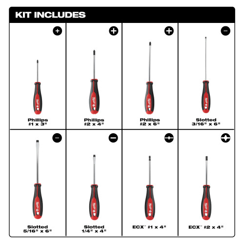 Milwaukee 48-22-2708 - 8pc Kit w/ ECX