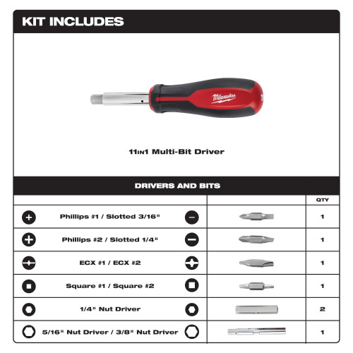 Milwaukee 48-22-2760 - 11-in-1 Screwdriver ECX