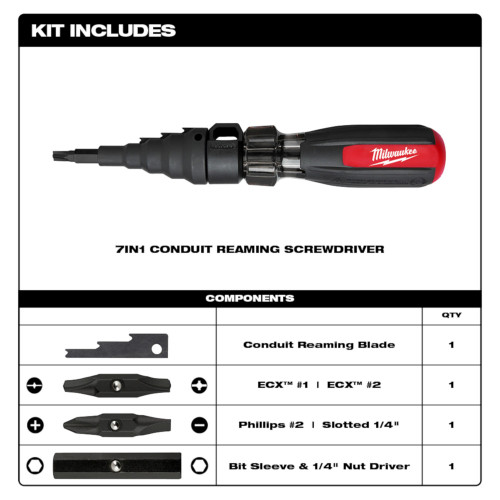 Milwaukee 48-22-2870 - 7in1 Conduit Reamer with ECX Bit