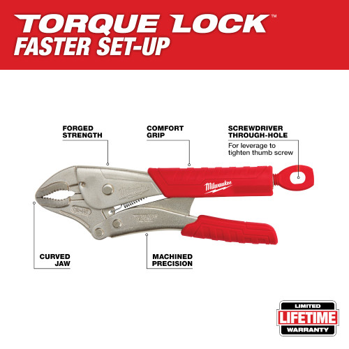 Milwaukee 48-22-3410 - 10 in. TORQUE LOCK Curved Jaw Locking Pliers With Grip