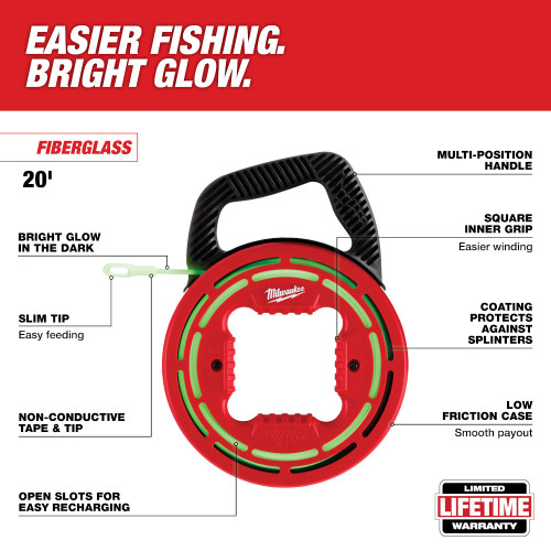 Milwaukee 48-22-4182 - 20' Glow Fish Tape