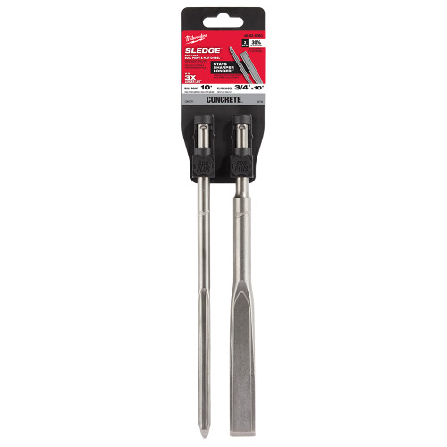 Milwaukee 48-62-6080 - SDS+ SLEDGE Bull Point & Flat Chisel 2 Pack