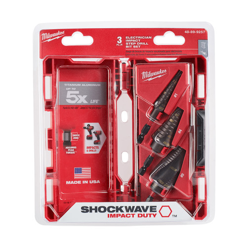 Milwaukee 48-89-9257 - SHOCKWAVE Impact Duty Step Bit Electrician Set (#1, #4, #9)